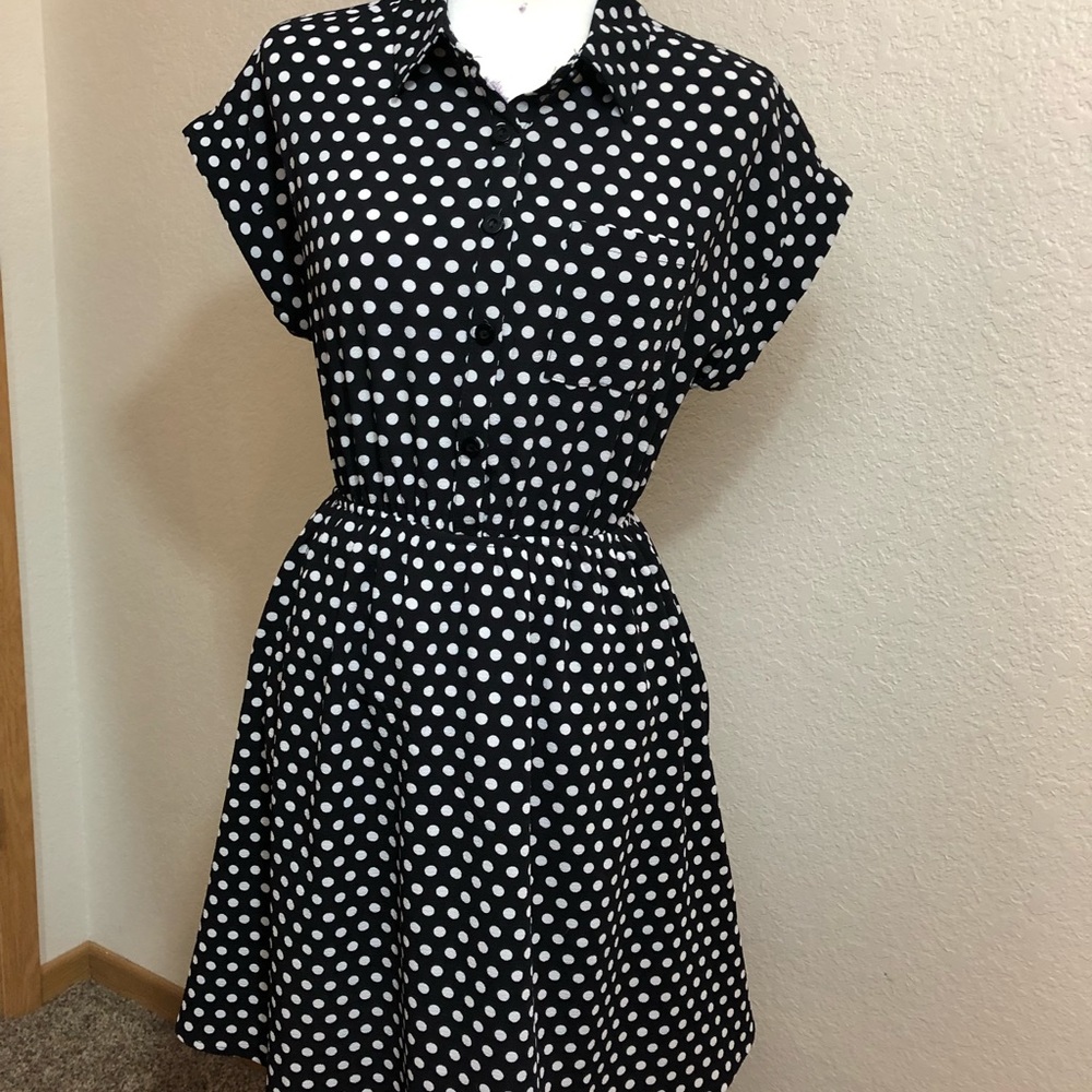 NEVER WORN Black/White Polka Dot Dress (L)